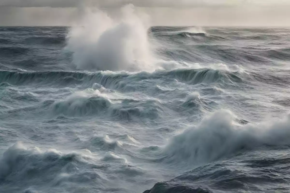 Una imatge creada amb IA d'un oceà amb aigua bullint