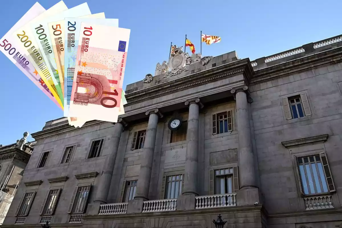 L´Ajuntament de Barcelona en un fotomuntatge amb euros