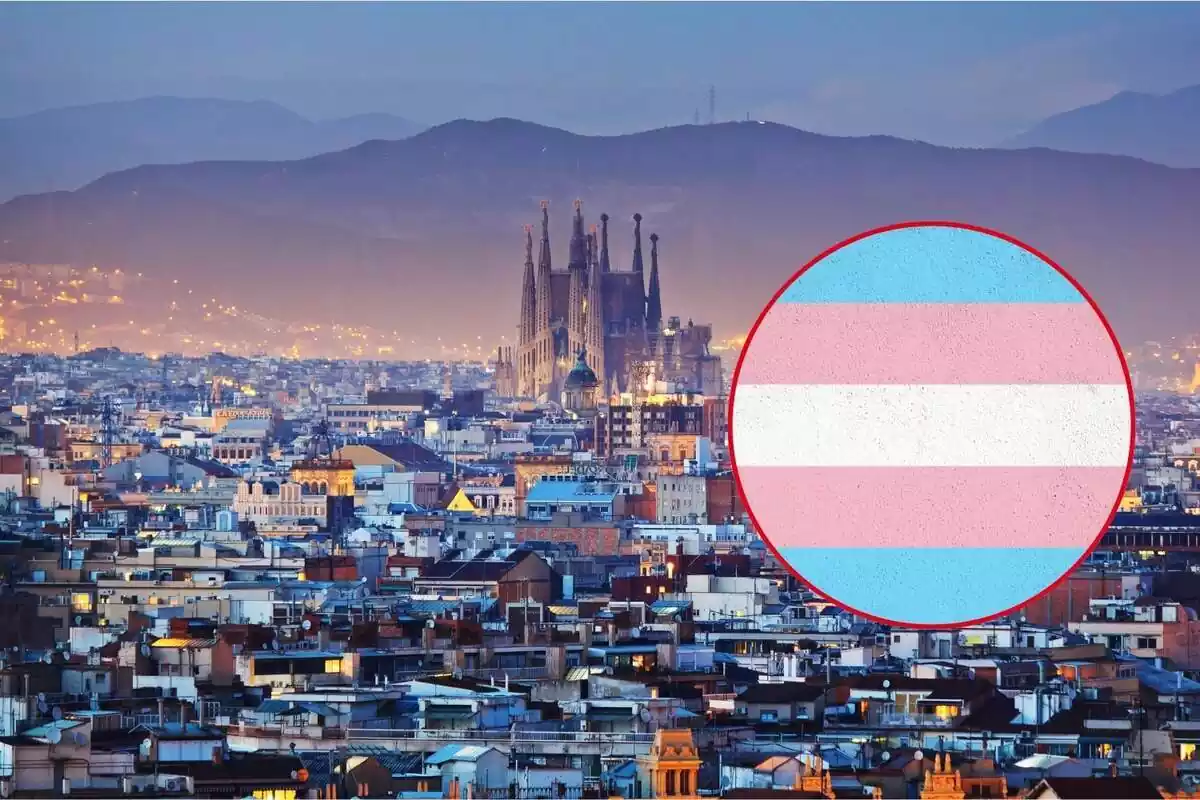 Imatge de Barcelona amb una bandera trans