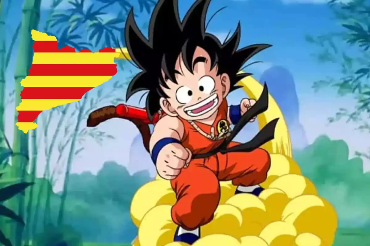 Una foto de Son Goku amb una bandera de Catalunya