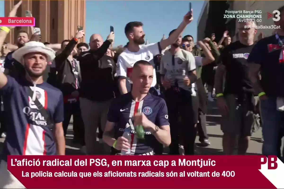 Ultras radicals del PSG a Plaça Espanya
