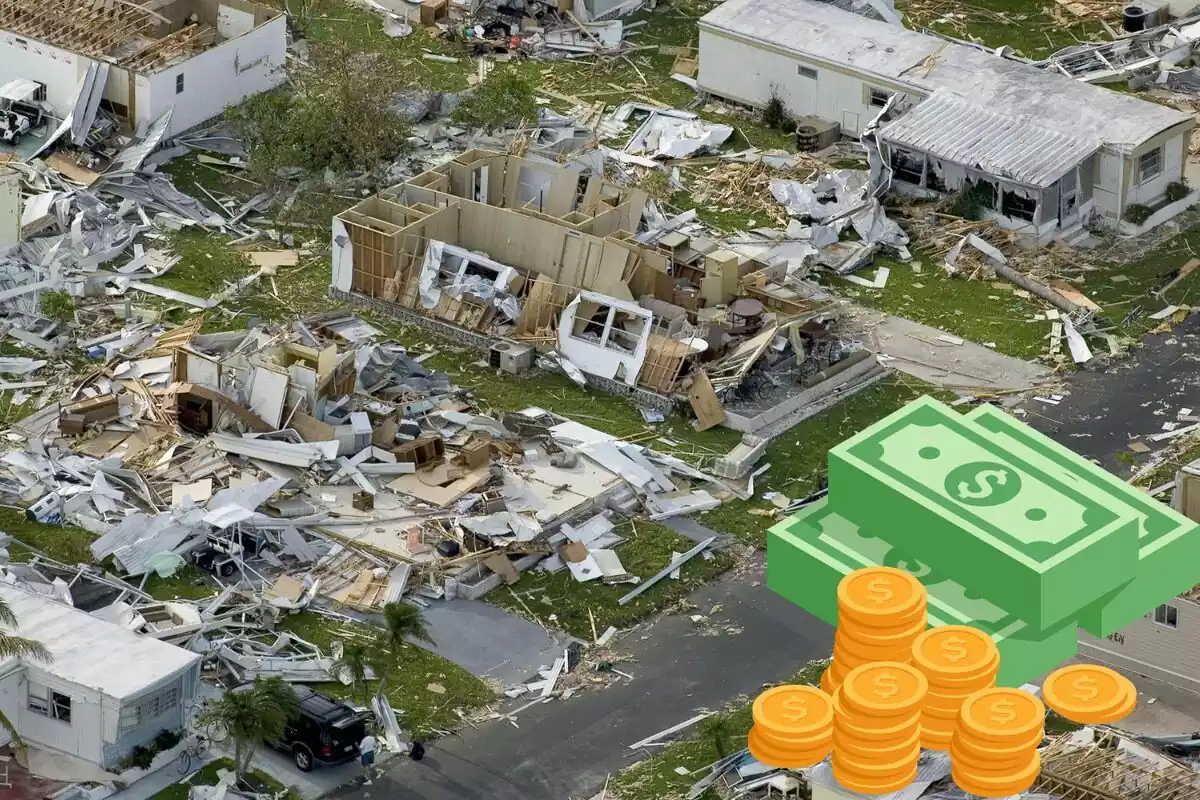 Desastre climàtic amb una imatge de diners