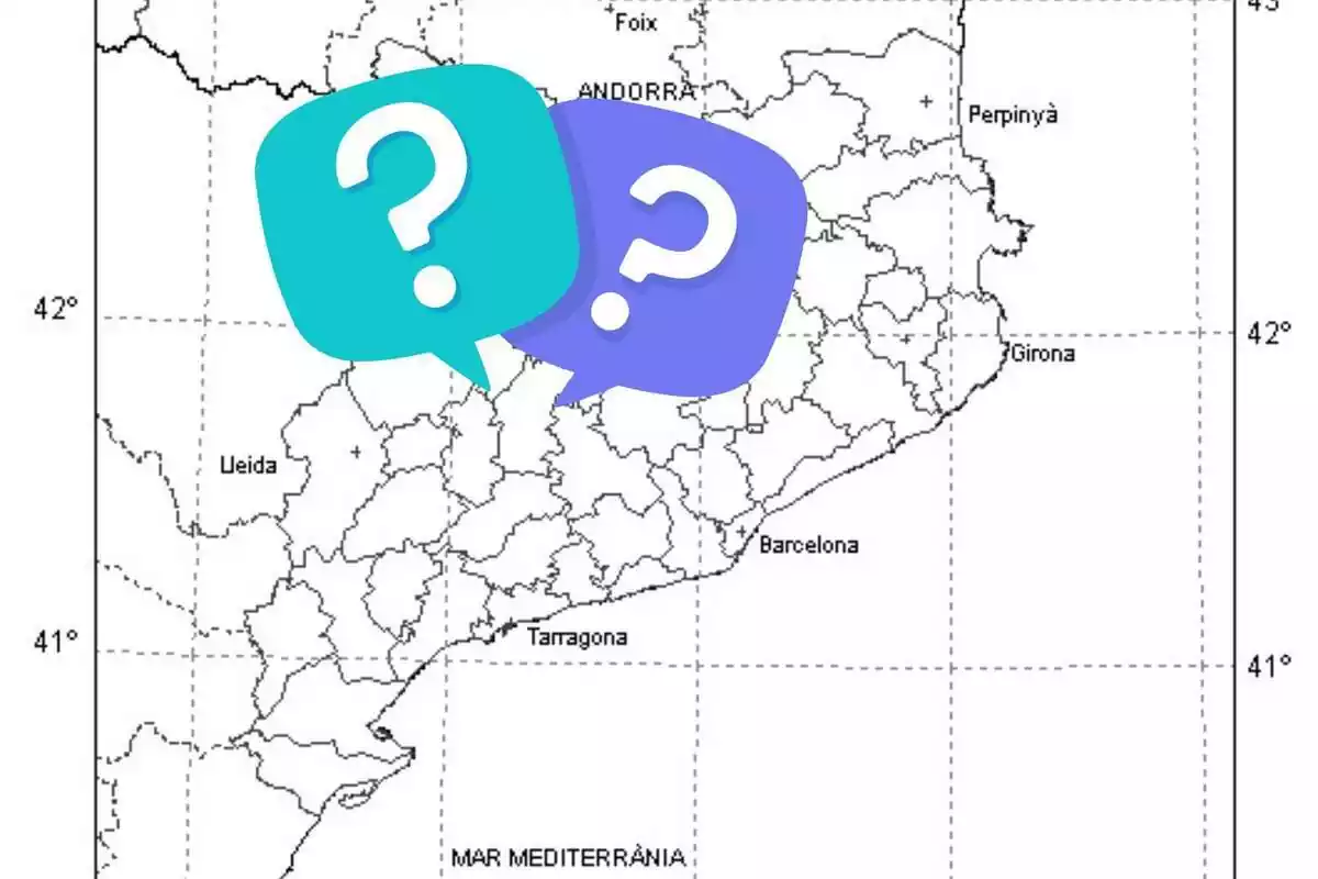 Mapa de Catalunya amb el símbol de dubte