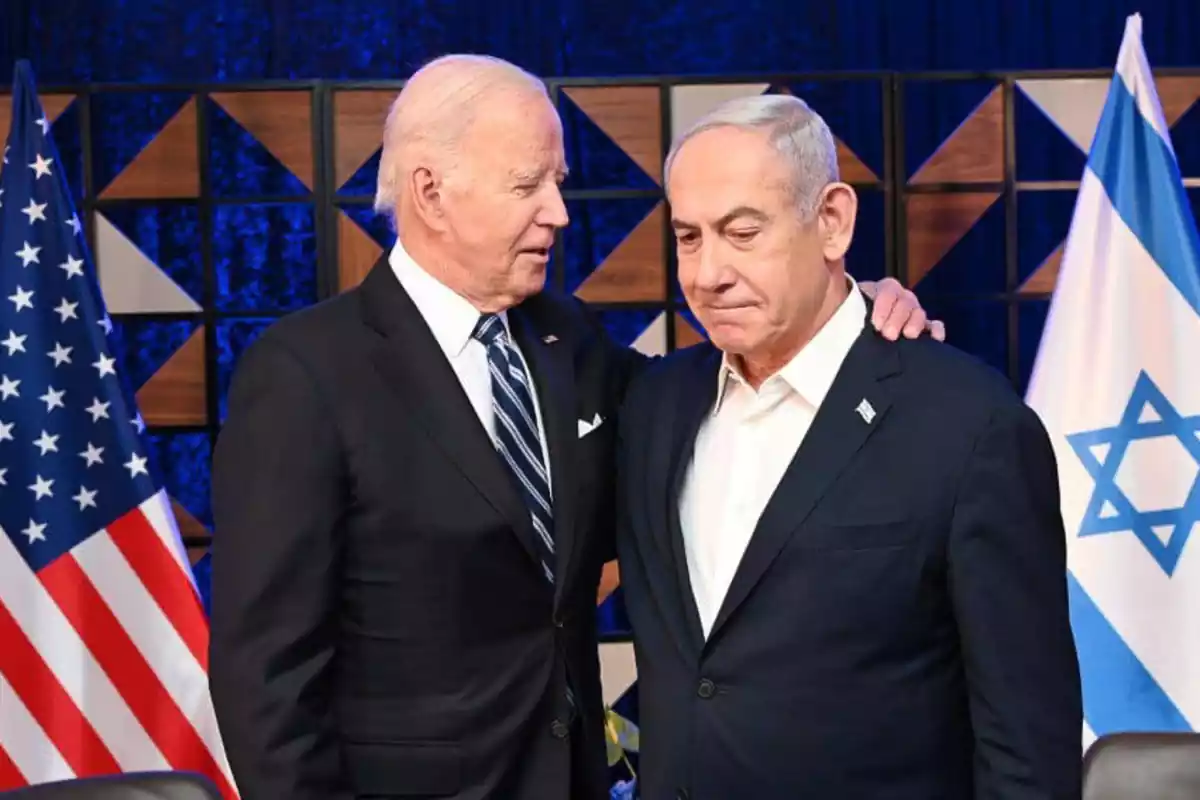 El president dels Estats Units, Joe Biden, amb el primer ministre d'Israel, Benjamin Netanyahu, durant una conferència de premsa conjunta.