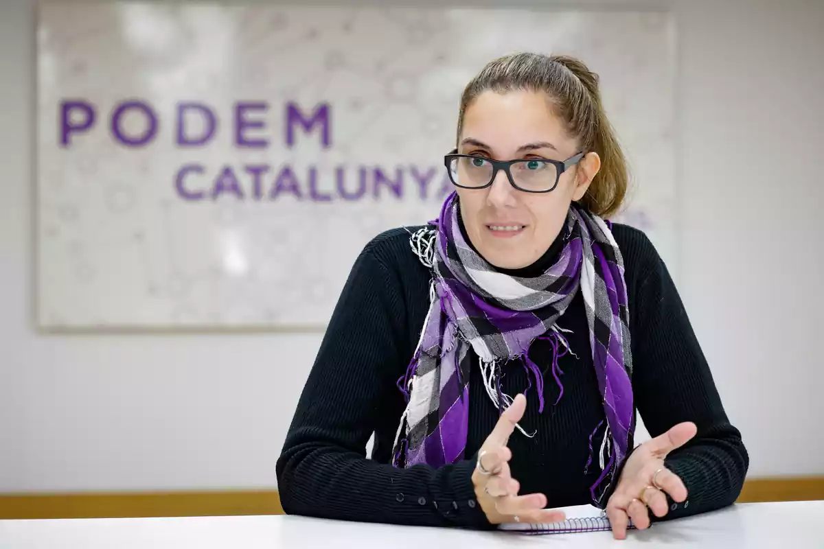 La coordinadora de Podem Catalunya, Conchi Abellán, durant una entrevista per a Europa Press