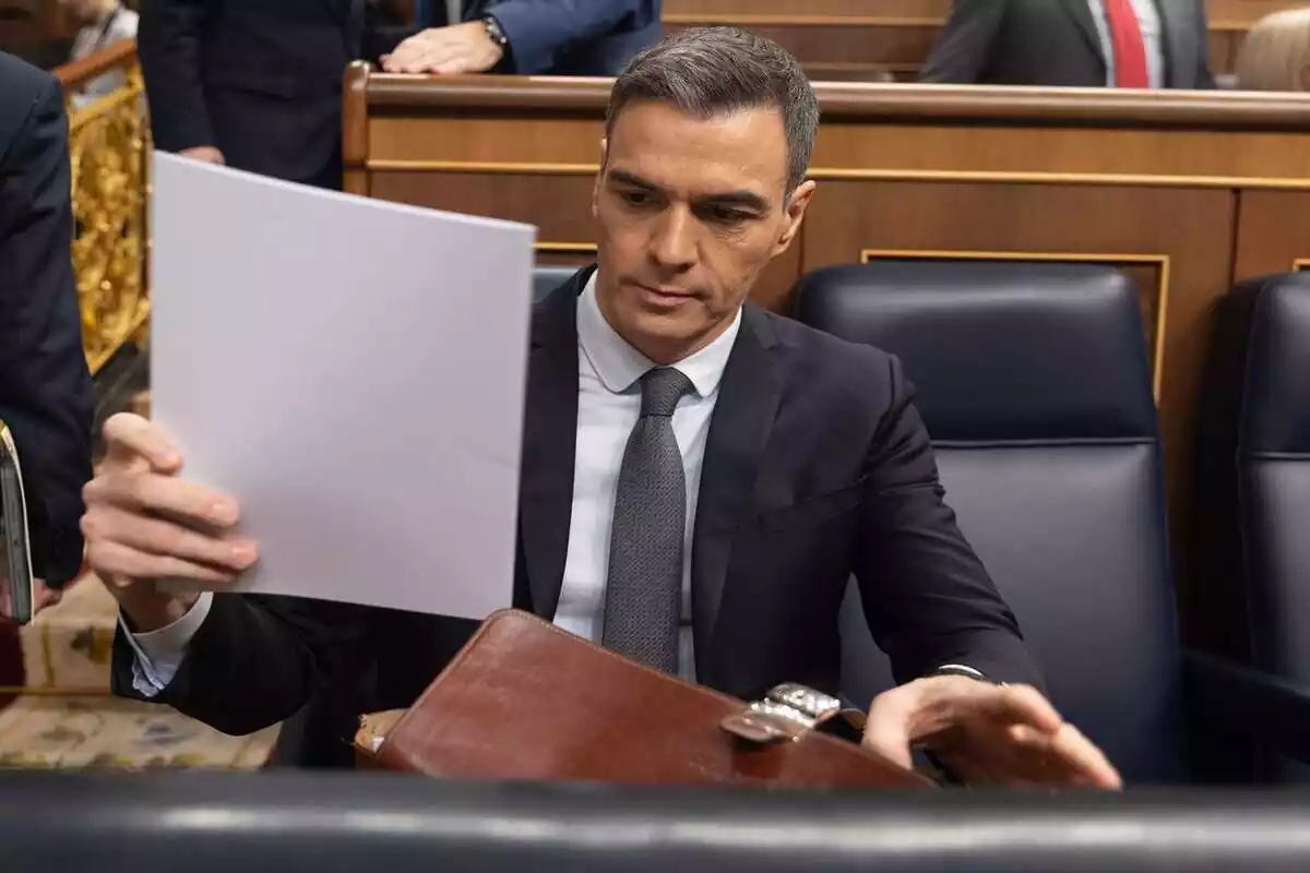 Pedro Sánchez revisa uns documents
