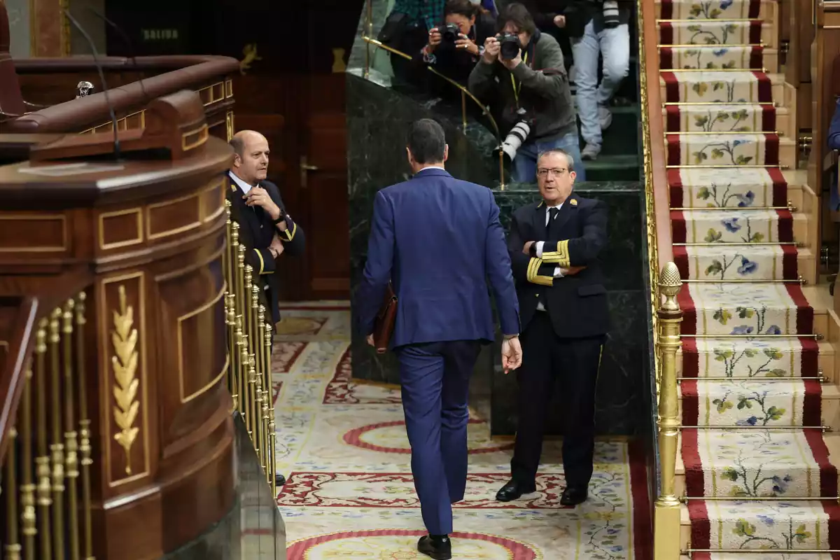 El president del Govern, Pedro Sánchez, durant una sessió de control al Govern
