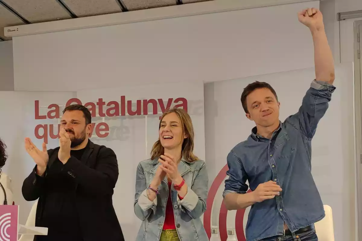 El portaveu de Sumar al Congrés, Íñigo Errejón, i la candidata dels Comuns a presidir la Generalitat, Jéssica Albiach