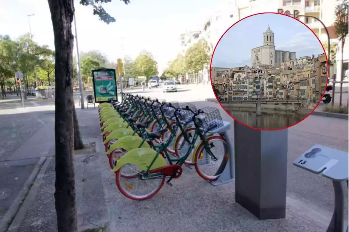 Bicicletes amb una imatge de Girona