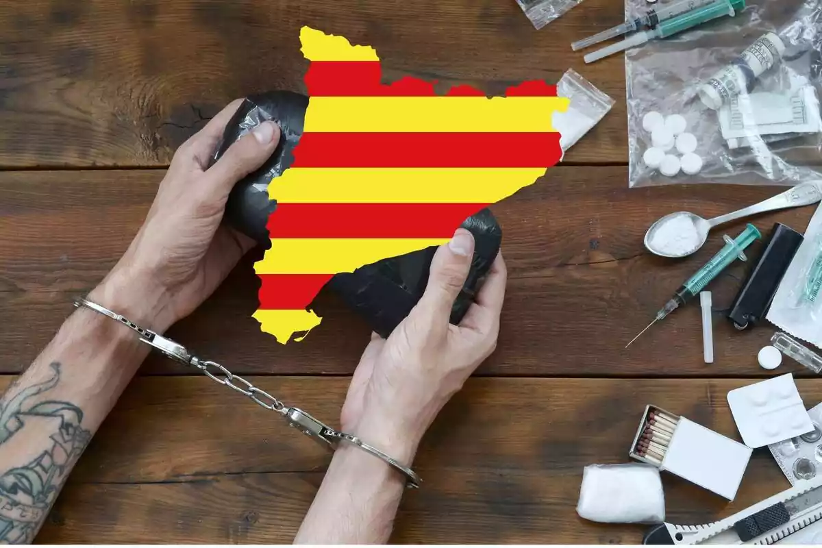 Imatge de narcotràfic amb un mapa de Catalunya amb la senyera