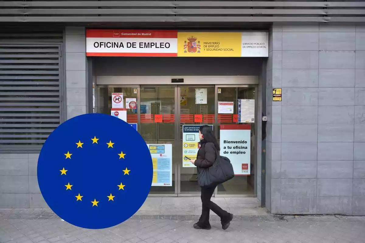 Oficina d'ocupació amb un símbol de la Unió Europea