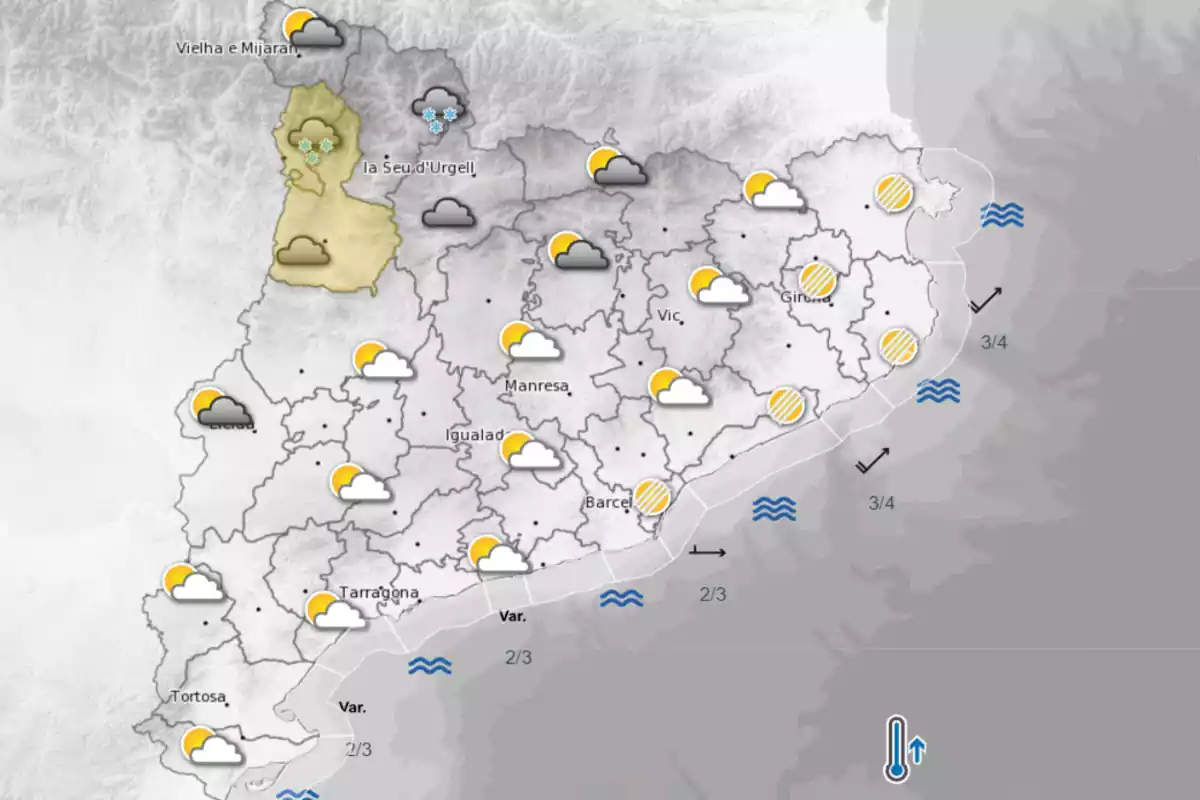 Mapa de la previsió del temps per aquest dissabte 2 de març a Catalunya