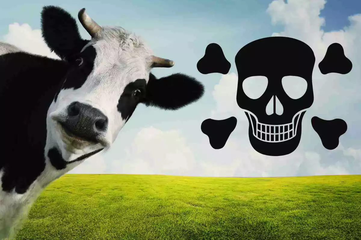 Una vaca amb un símbol de mort