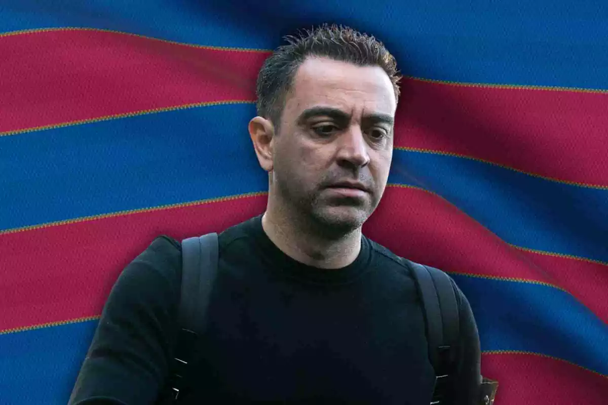 Un fotomuntatge de Xavi amb els colors del Barça darrere