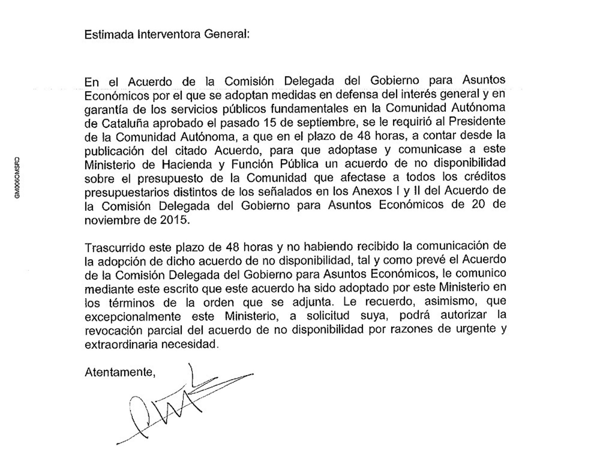 Carta Hacienda Generalitat