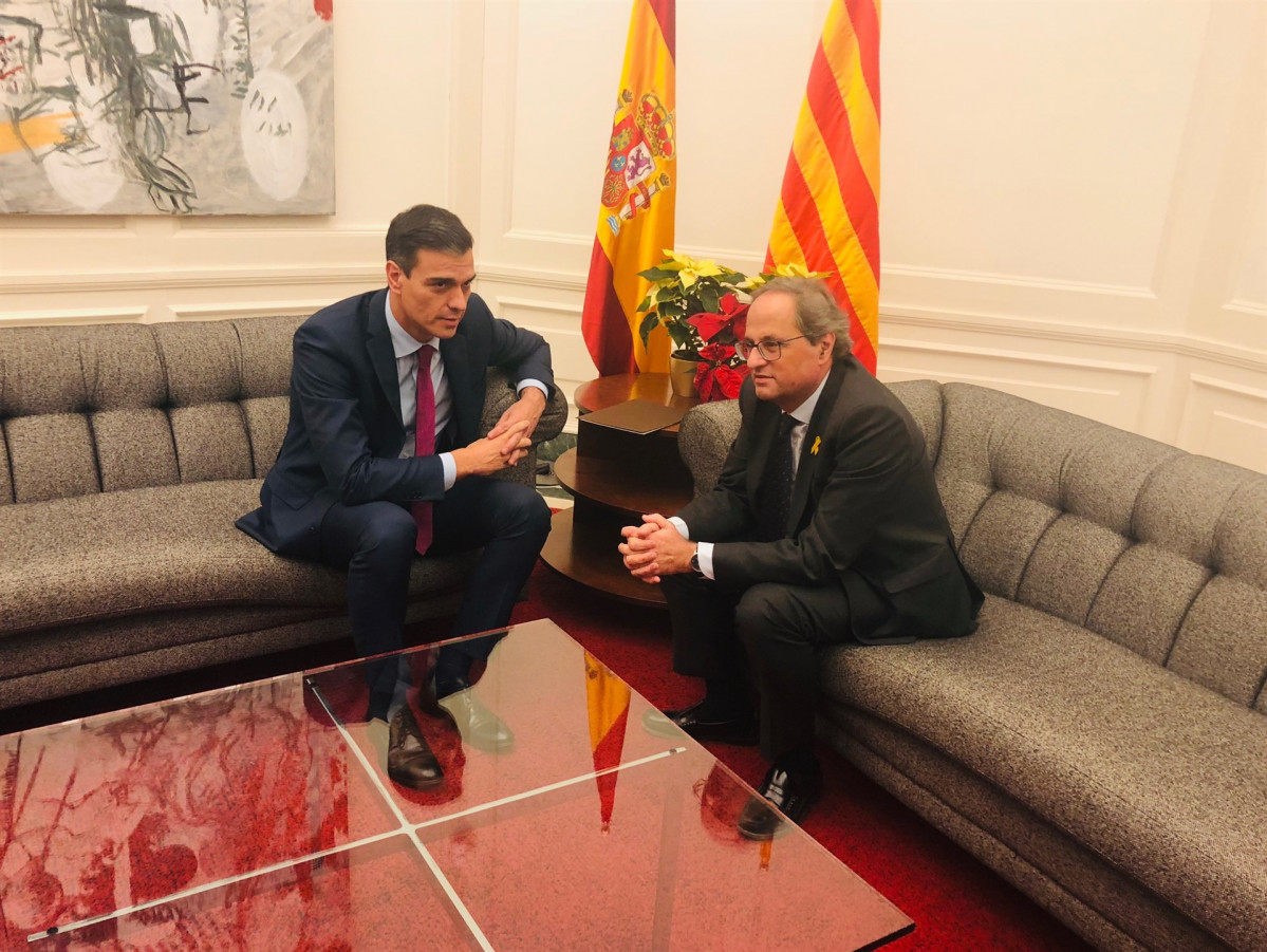 Torra y sánchez reunidos en pedralbes