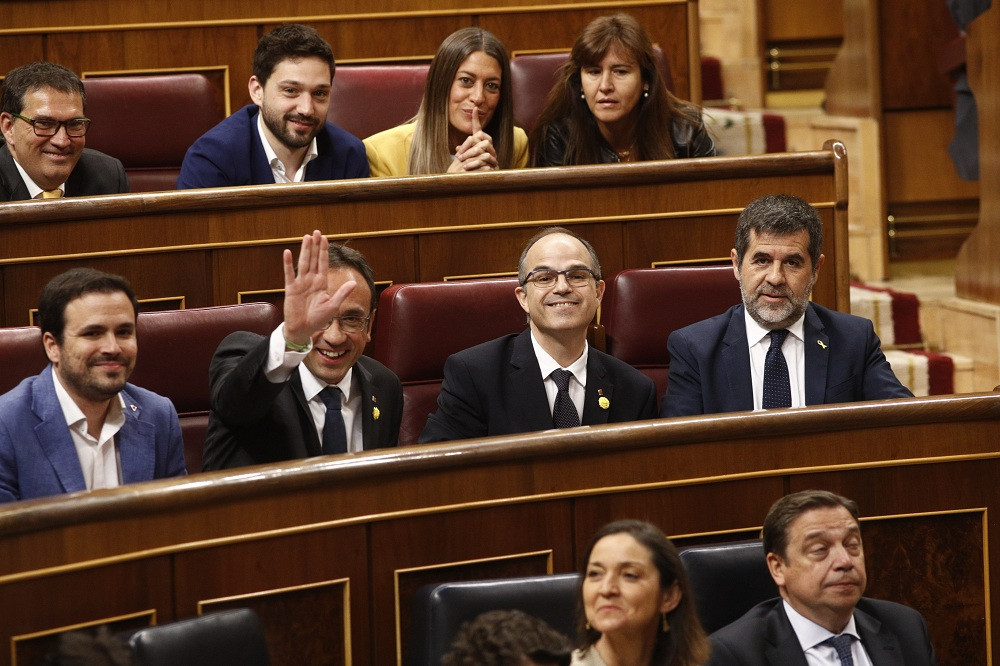 EuropaPress Alberto Garzu00f3n Josep Rull (PDeCAT) Jordi Turull (PDeCAT (PDeCAT) y Jordi Su00e0nchez (ANC)