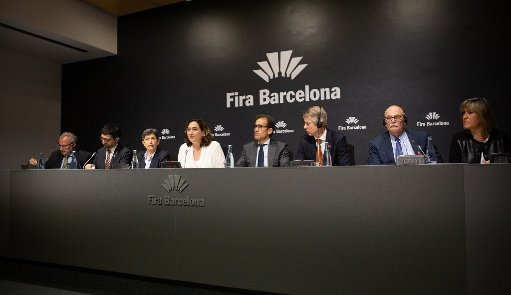 Rueda de prensa tras la cancelación del MWC JOHN HOFFMAN , ADA COLAU BALLANO, NÚRIA MARÍN , JORDI PUIGNERÓ , TERESA CUNILLERA , PAU RELAT , MATS GRANRYD