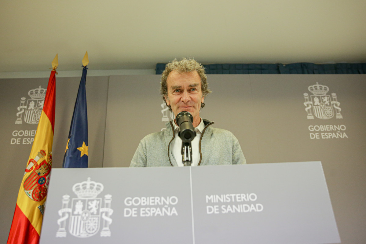 El director del Centre d'Alertes i Emergències Sanitàries, Fernando Simón, durant la roda de premsa posterior a la reunió del Comitè de Seguiment del Coronavirus, Madrid (Espanya), 23 de febrer d