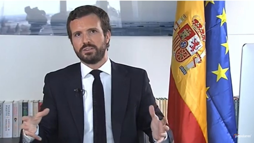 Comparecencia de Pablo Casado tras reunirse con Sánchez por videoconferencia