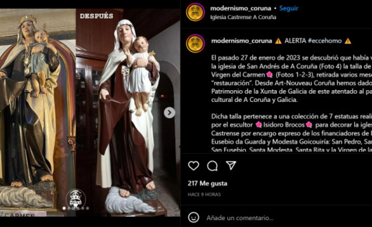 Nou 'Ecce Homo': es viralitza el repintat de la verge de Brocos, a la Corunya