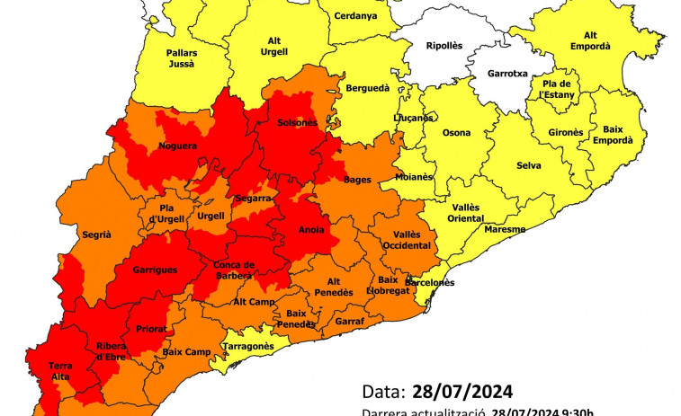 Catalunya activa el nivell 3 per risc d'incendi en 154 municipis