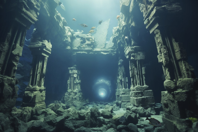 Viewarcheologicalunderwaterbuildingruins