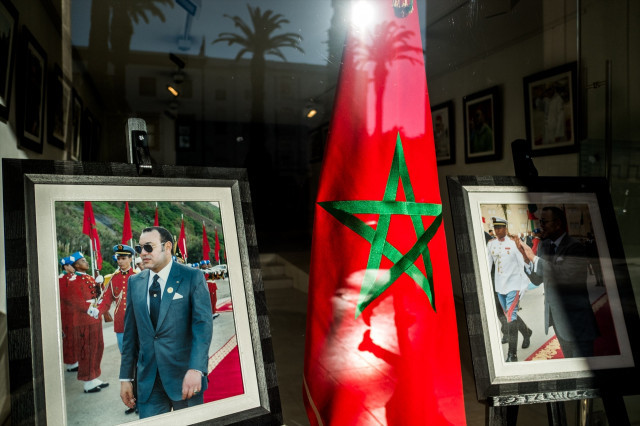 EuropaPress 6118815 january 13 2019 rabat morocco moroccan flag and portrait of king mohammed