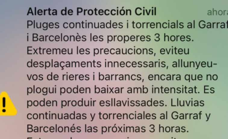 Alerta de Protecció Civil al Barcelonès: les pluges intenses cauen a la capital de Catalunya