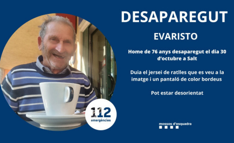 Desapareix un avi de 76 anys a Salt: els Mossos demanen ajuda per trobar-lo