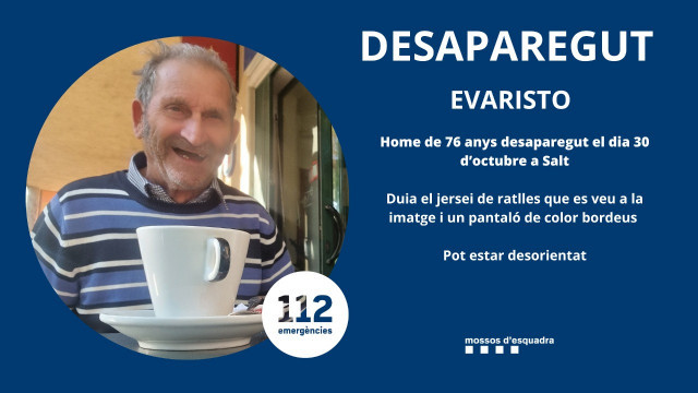 Desapareix un avi de 76 anys a Salt: els Mossos demanen ajuda per trobar-lo