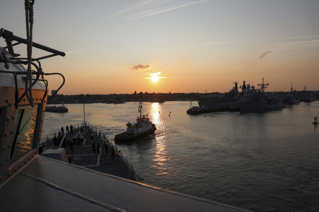 EuropaPress 5429075 june 19 2023 germany the guided missile destroyer uss paul ignatius departs