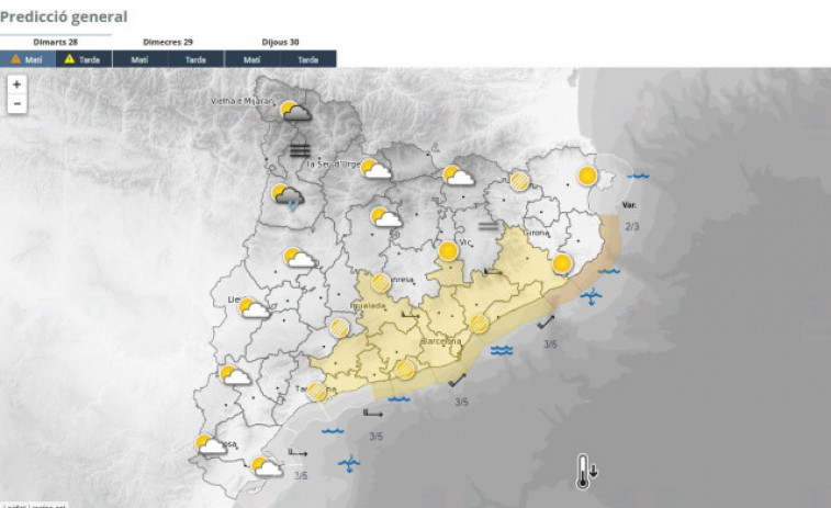 Previsió del temps a Catalunya: segueixen actives les alertes per vent i estat del mar