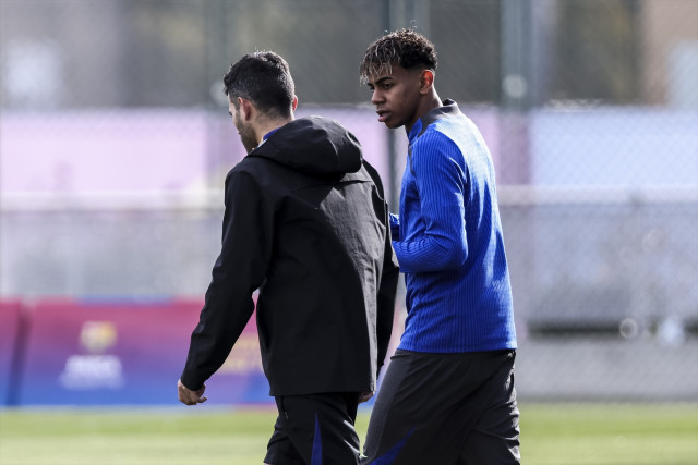 EuropaPress 6482956 lamine yamal during the training day of fc barcelona ahead uefa champions