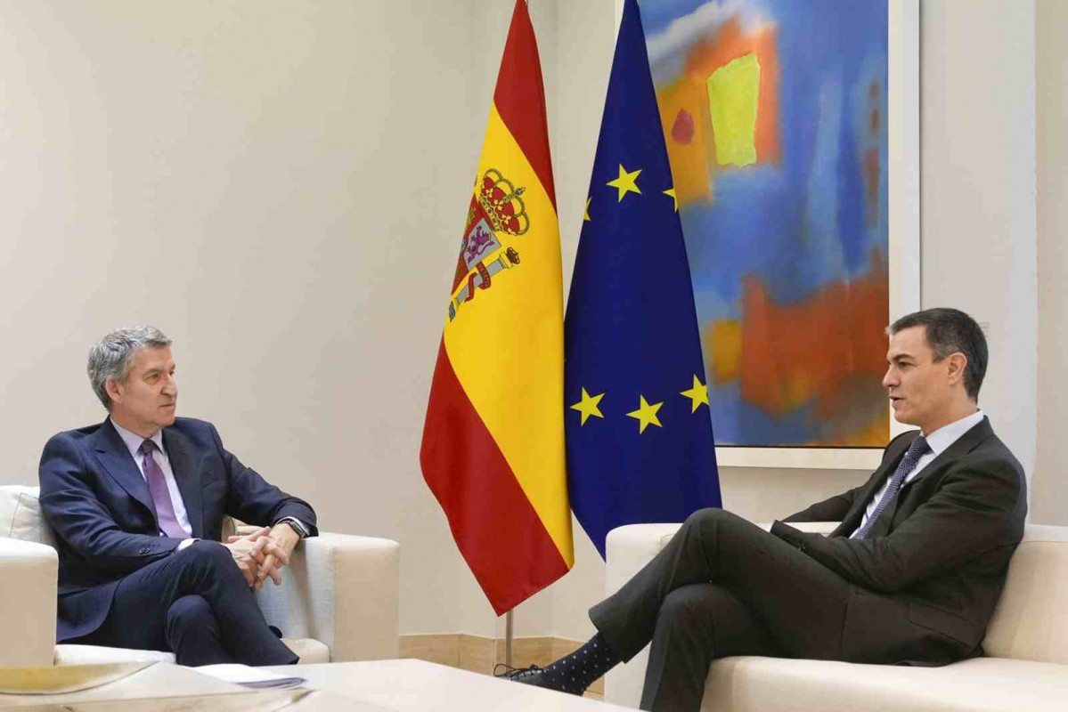 Alberto Núñez Feijóo en la reunión con Pedro Sánchez