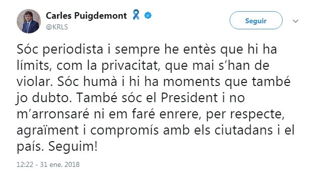 Puigdemont twitter sóc humà missatges Comín