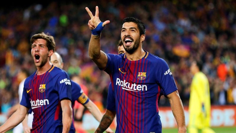 Suarez celebra el gol efe