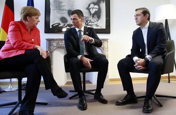 Merkel pedro sanchez Tsipras 29062018