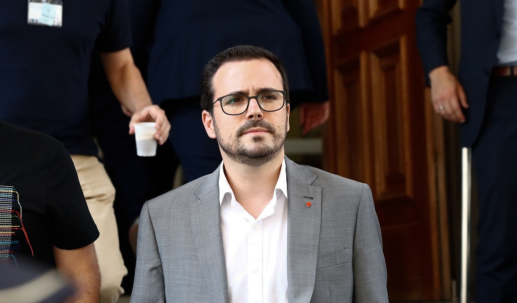 El coordinador federal d'Izquierda Unida (IU), Alberto Garzón, a l'arribar al Congrés dels Diputats