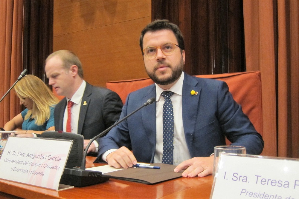 Pere Aragonès a la Comissió d'Economia del Parlament