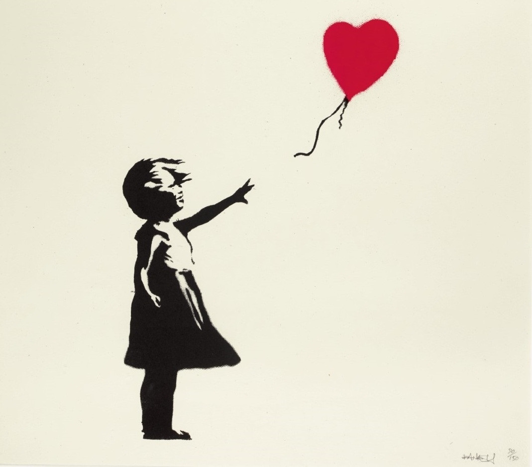 Niu00f1a amb globus, de Banksy