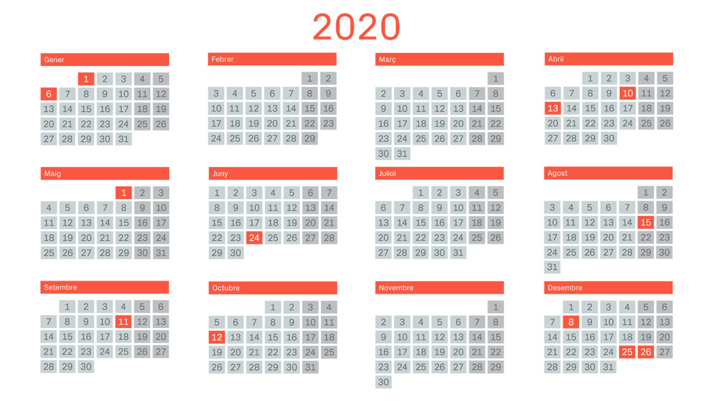 Calendari laboral catalunya 2020