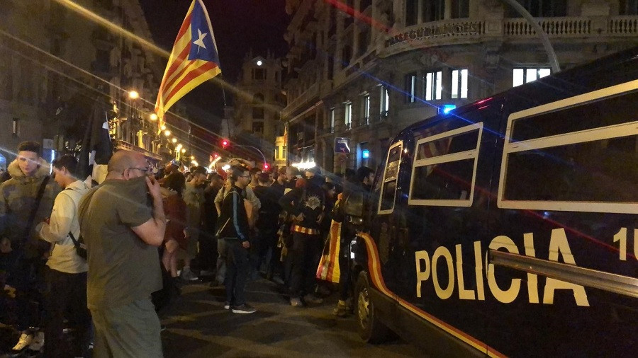 Protestes a la Via Laietana de Barcelona 26 O