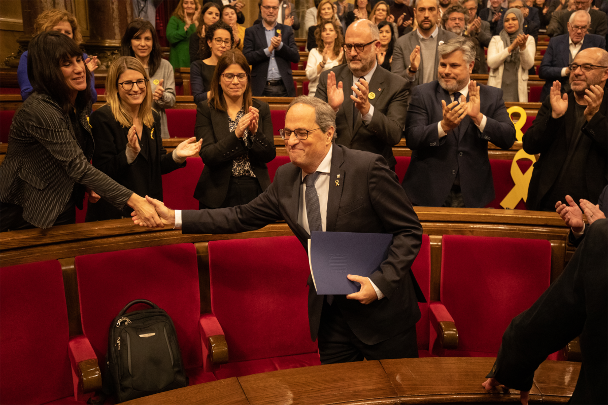 El president de la Generalitat, Quim Torra, en el ple extraordinari al Parlament convocat després de la decisió de la Junta Electoral Central (JEC) de inhabilitar