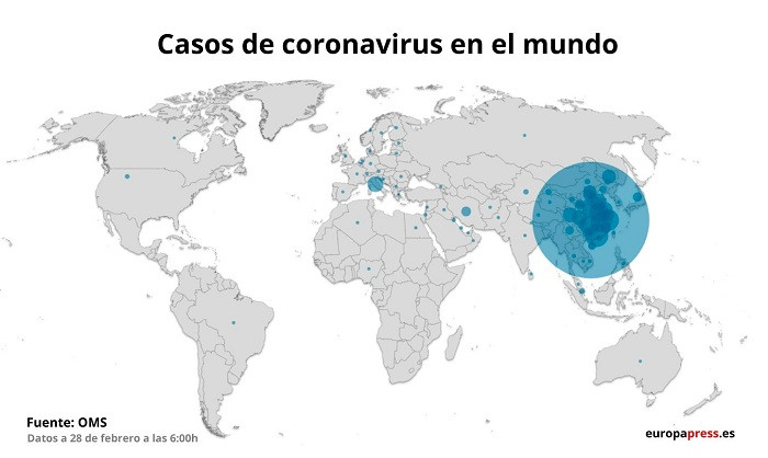 Mapa de casos d'coronavirus