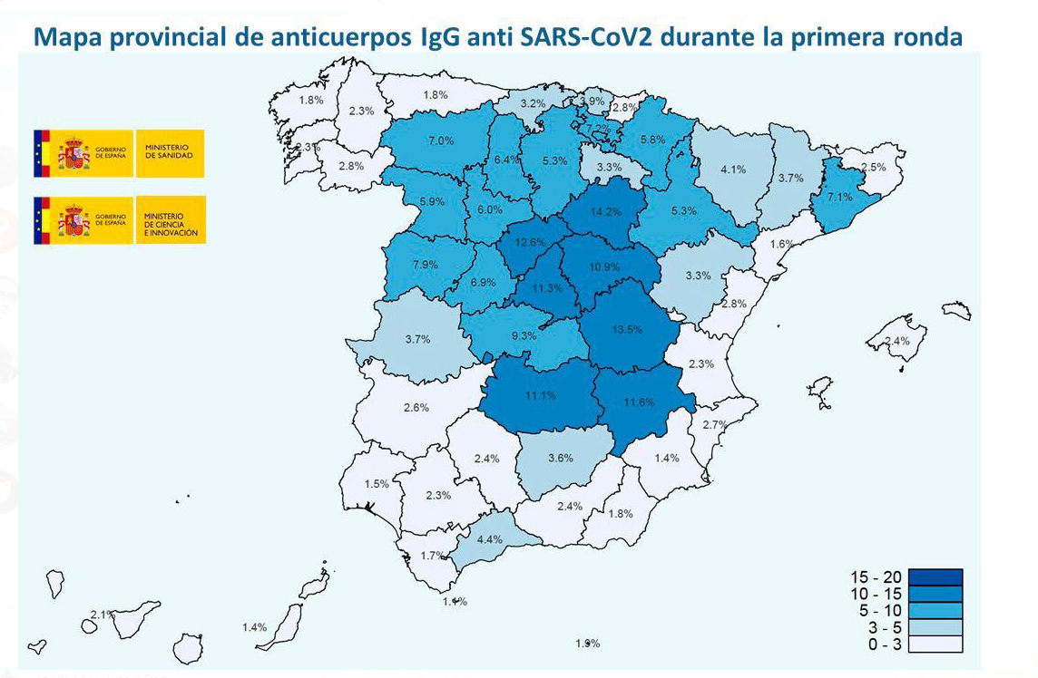 Mapa primera onada de seroprevalença