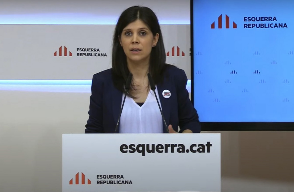 La secretària general adjunta i Portaveu d'ERC, Marta Vilalta, en roda de premsa telemàtica.