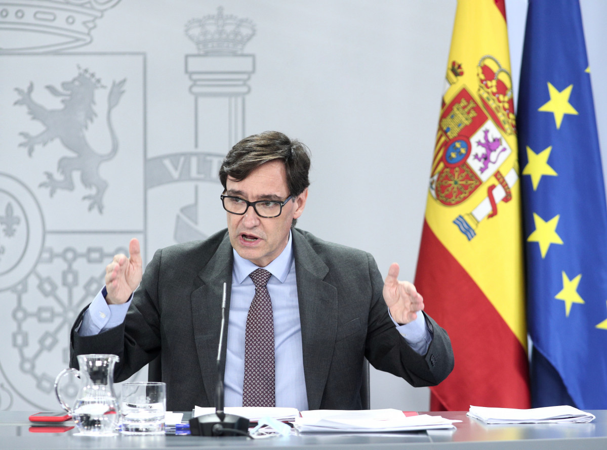 El ministre de Sanitat, Salvador Illa, compareix en roda de premsa posterior a Consell de Ministres celebrat a Moncloa, Madrid (Espanya), 14 de juliol de 2020.