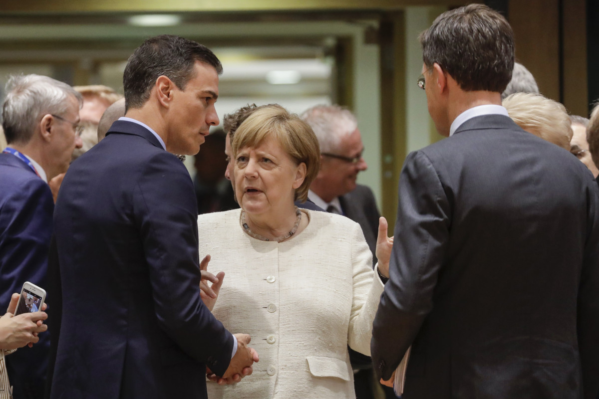 Angela Merkel, Pedro Sánchez i Mark Rutte