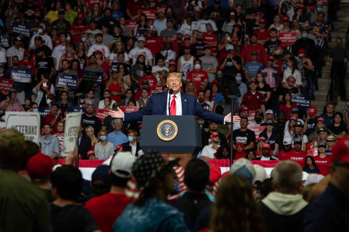 El president dels Estats Units, Donald Trump, durant un míting celebrat a puer